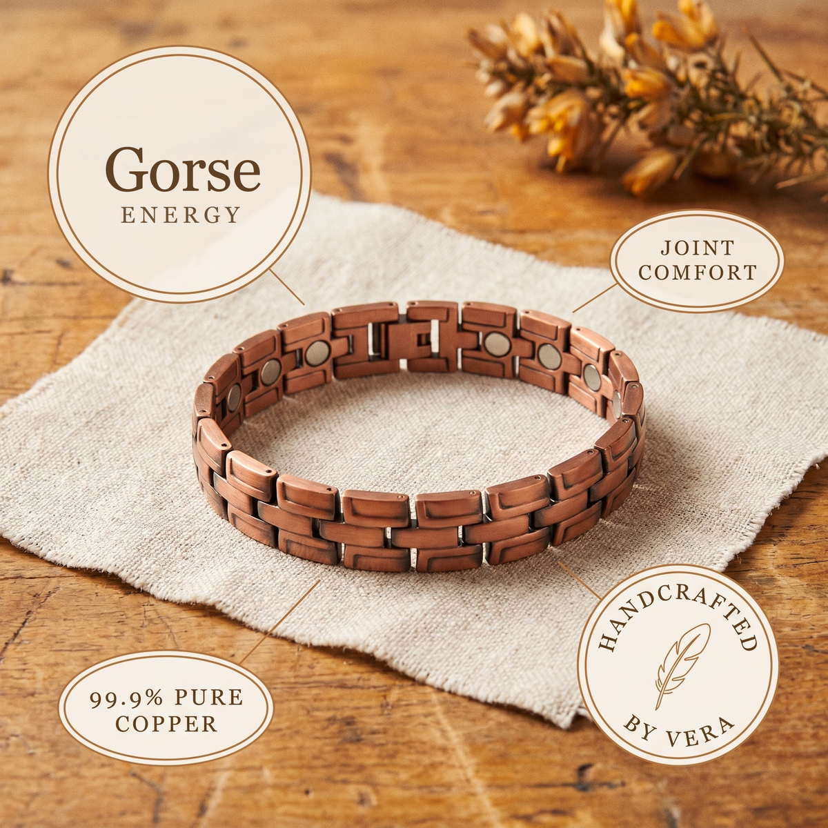 Hazel's Gorse Men's Copper Bracelet