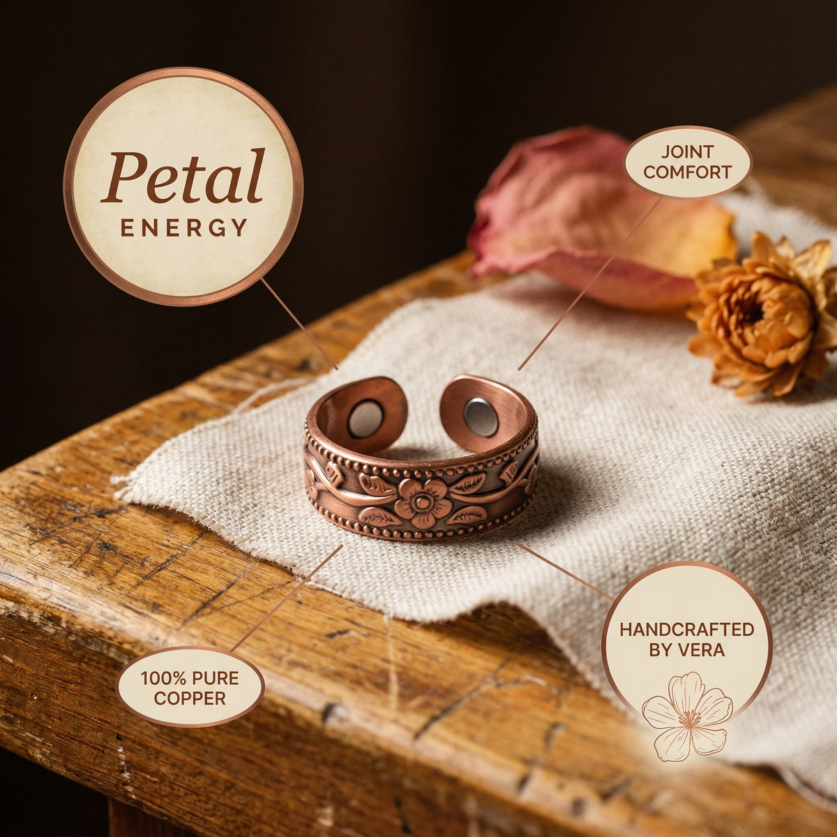 Hazel's Petal Copper Ring