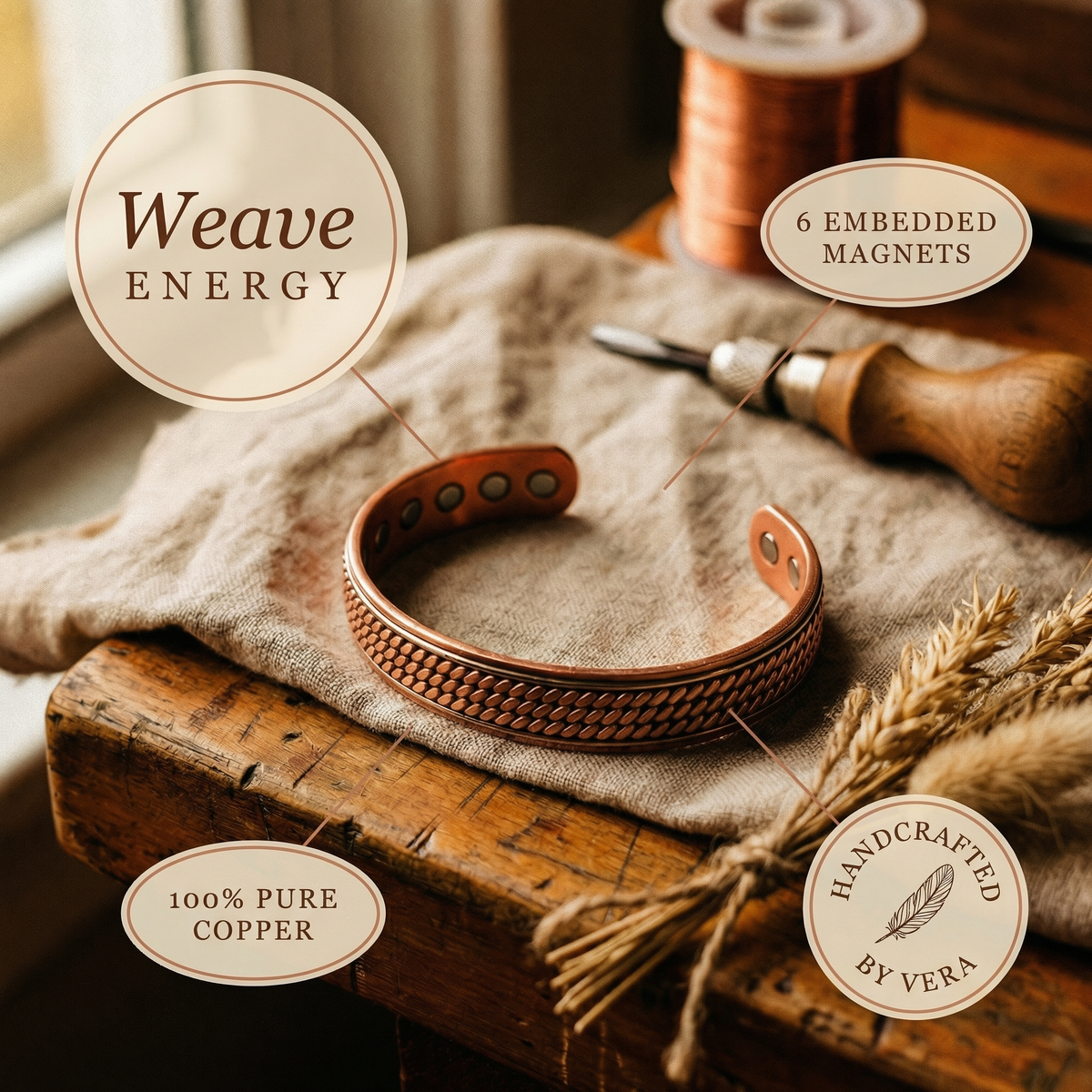 Hazel's Wave Copper Bracelet
