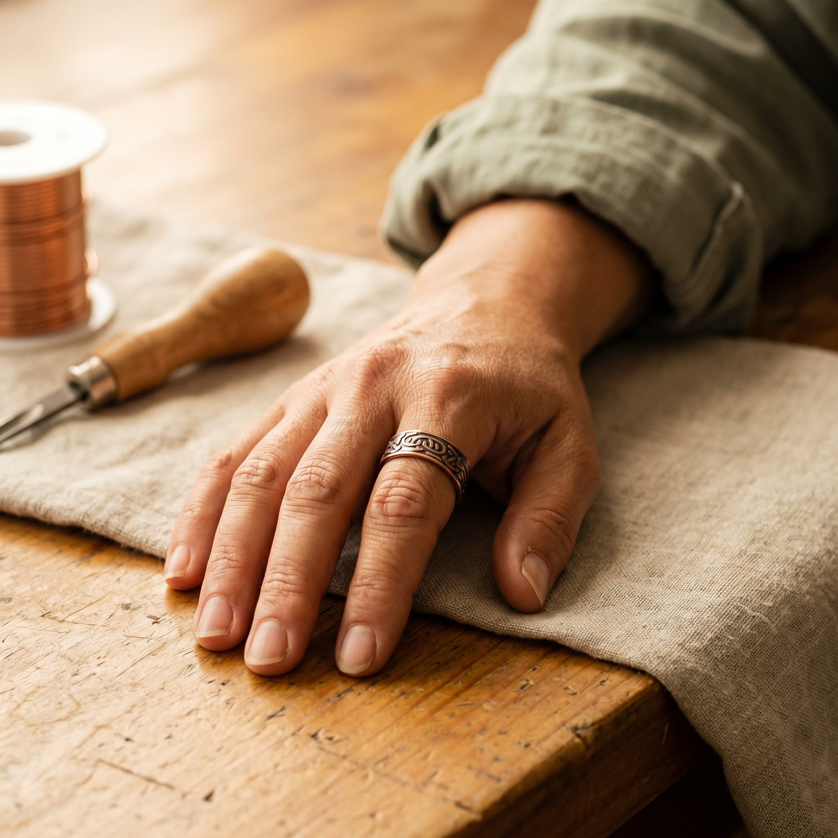 Hazel's Burr Copper Ring