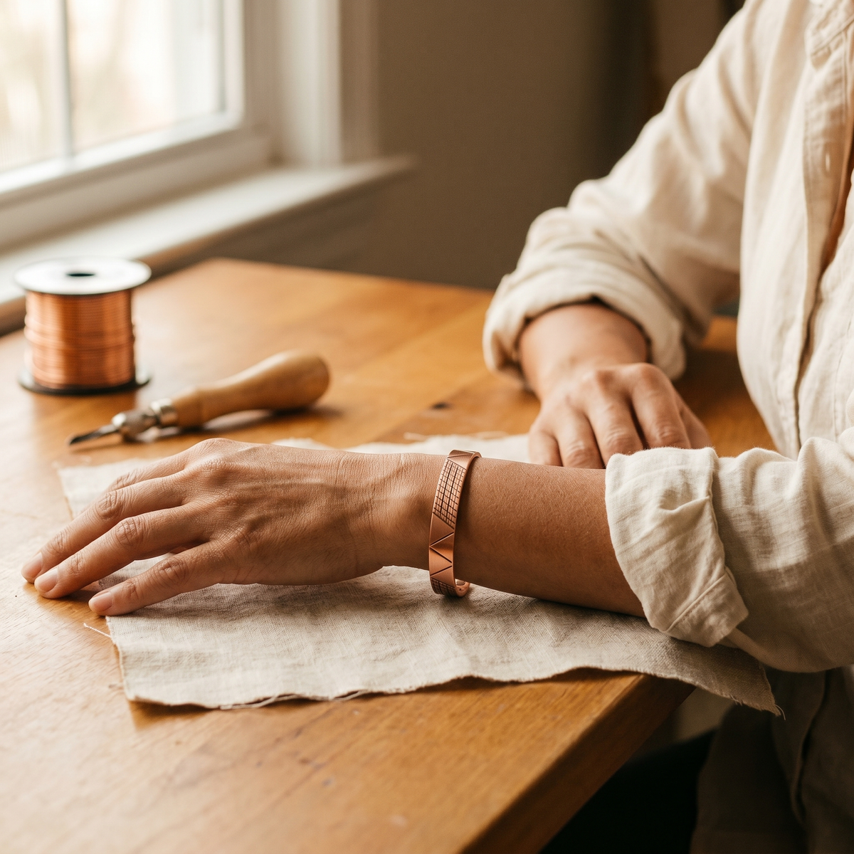 Hazel's Crest Copper Bracelet