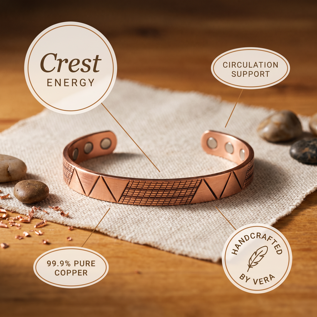 Hazel's Crest Copper Bracelet