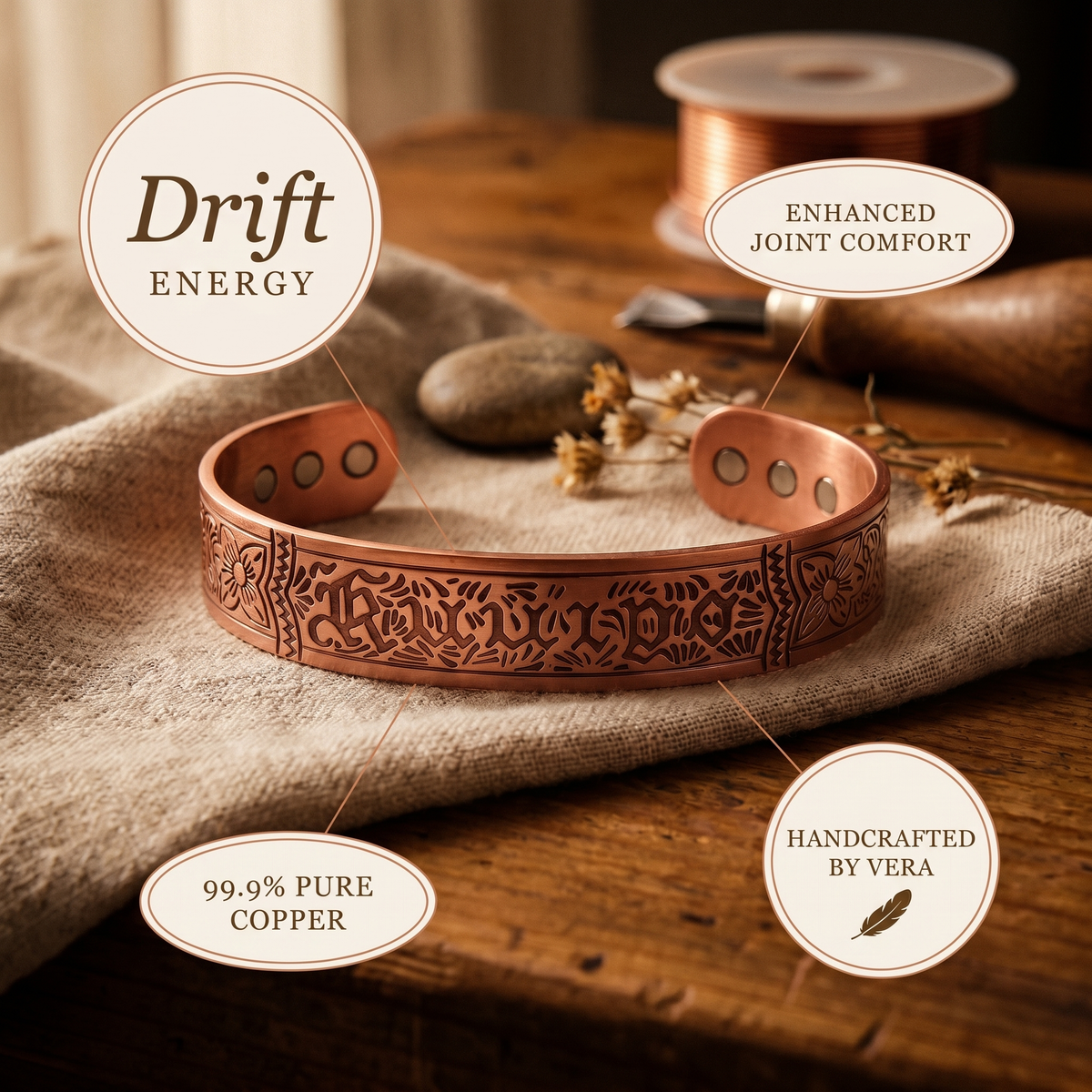 Hazel's Drift Copper Bracelet