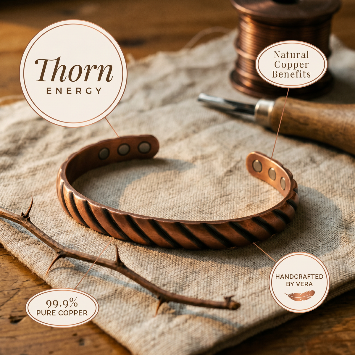 Hazel's Thorn Copper Bracelet