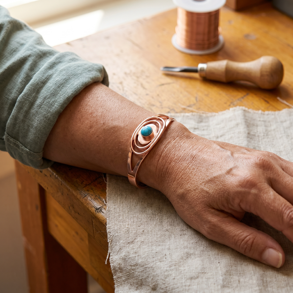 Hazel's Sedge Copper Bracelet