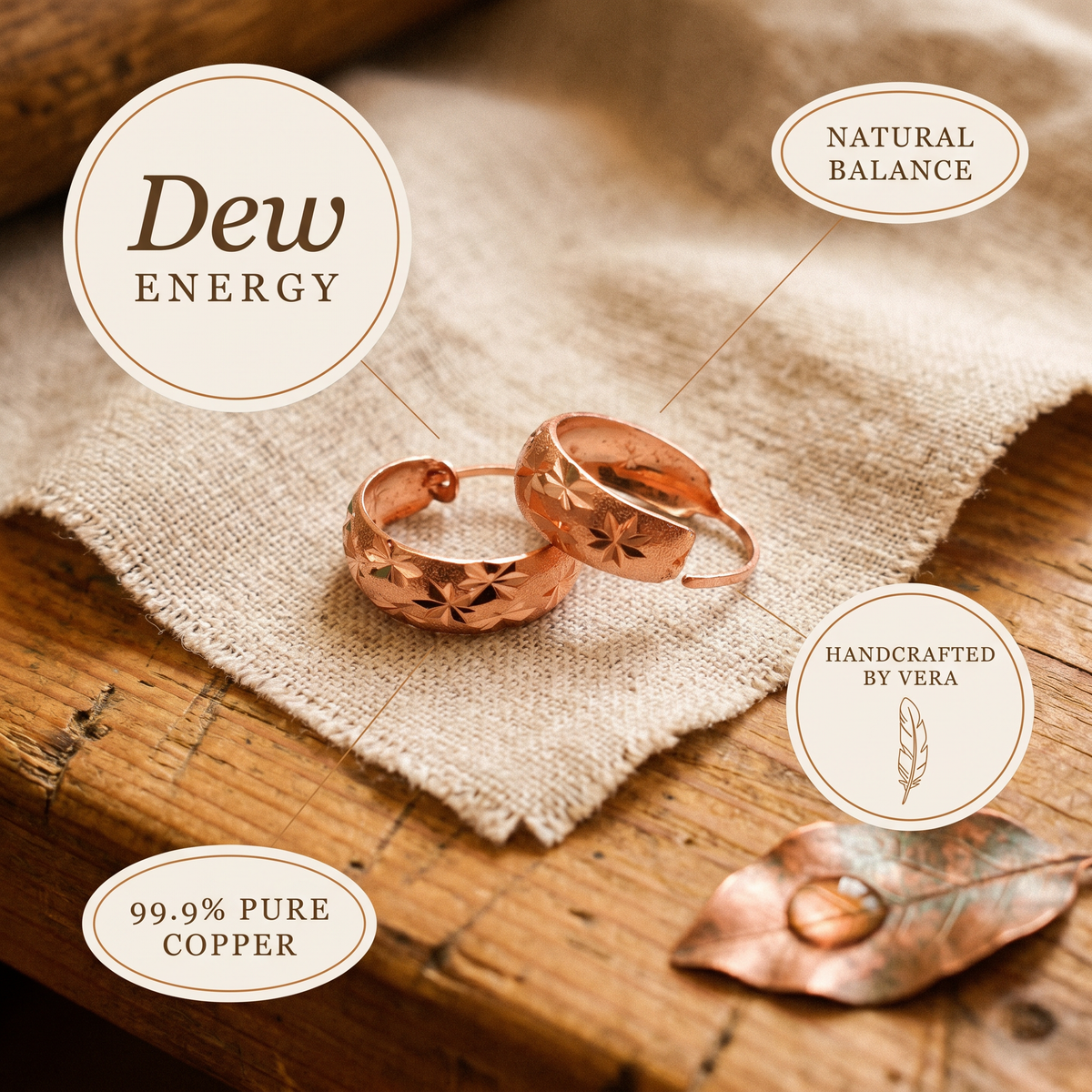 Hazel's Dew Copper Earrings