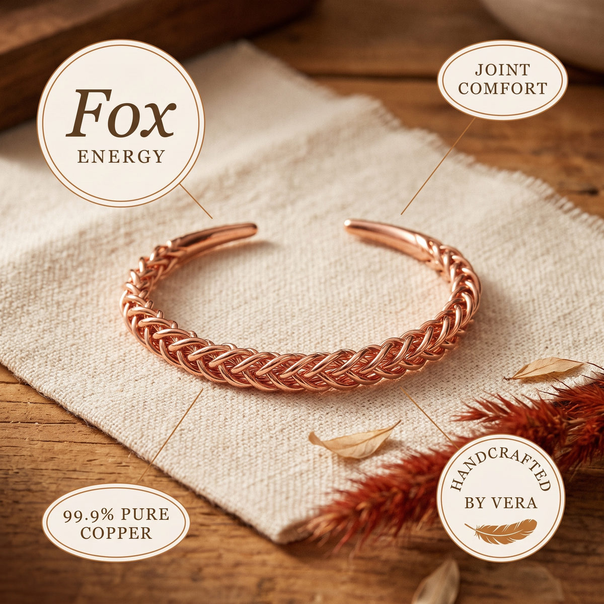 Hazel's Fox Copper Bracelet