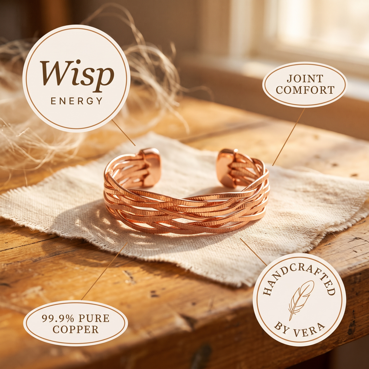 Hazel's Wisp Copper Bracelet