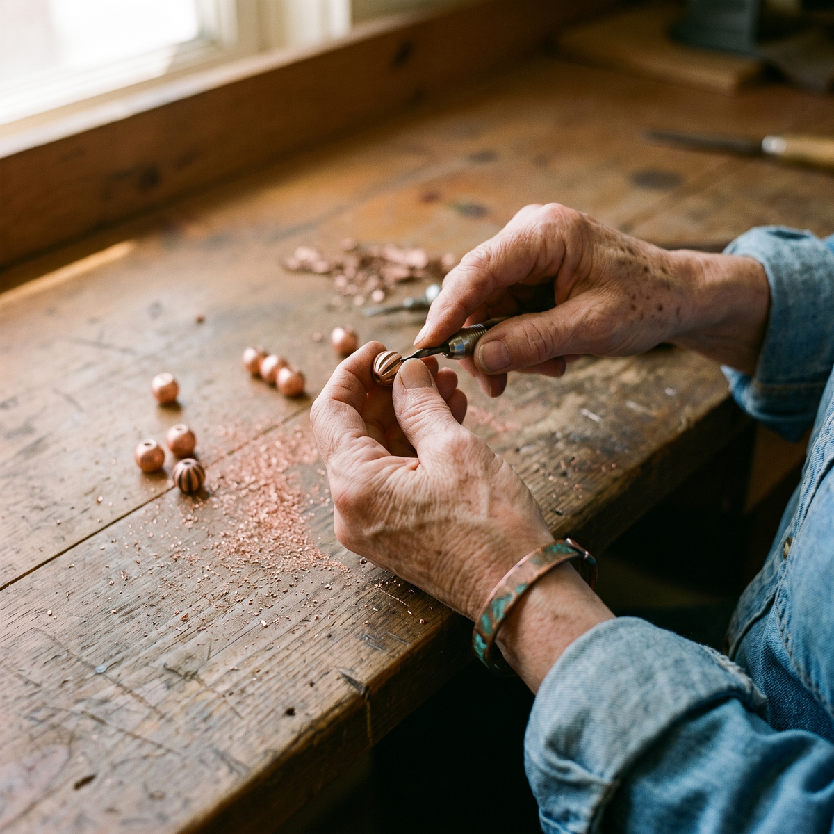 Hazel's Bark Copper Bracelet