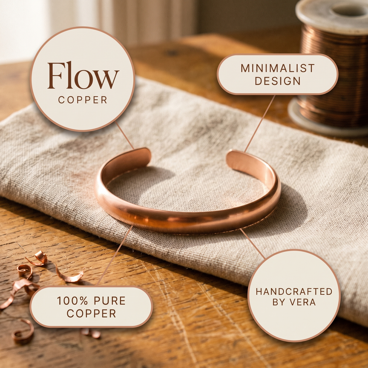 Hazel's Flow Copper Bracelet