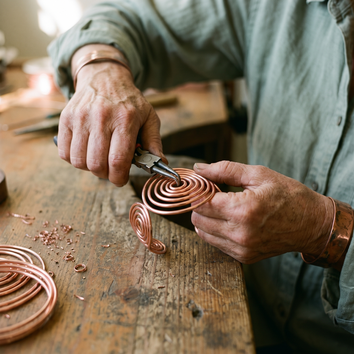 Hazel's Spiral Copper Bracelet